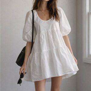 ARITZIA | Wilfred White Fantasy Taffeta Crepe Tiered Mini Dress | M